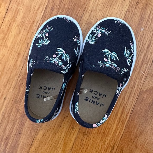 Janie & Jack Palm Tree Tropical Slip On Toddler Shoes Size 4 - Picture 2 of 4